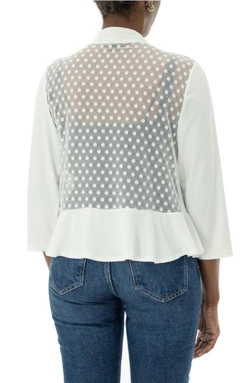 Nina Leonard Mesh Dot Bolero Cardigan In Ivory