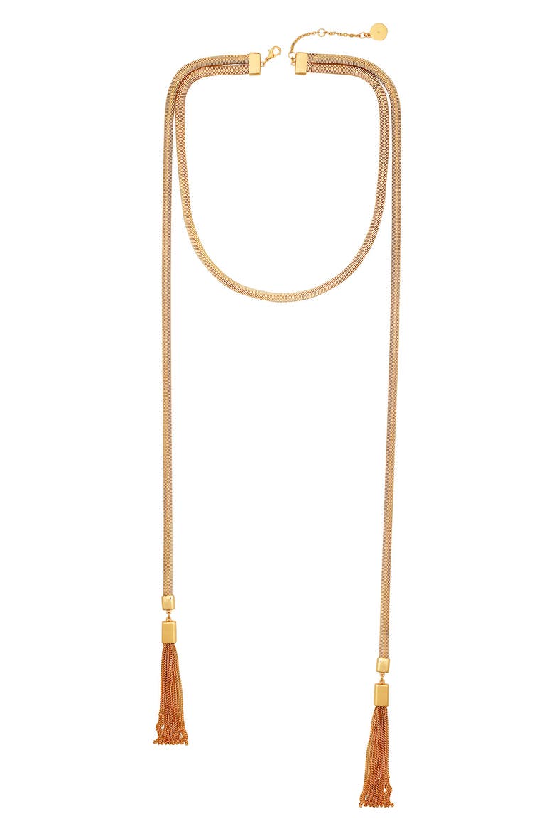 Tassel Chain Necklace, Alternate, color, GOLD TONE