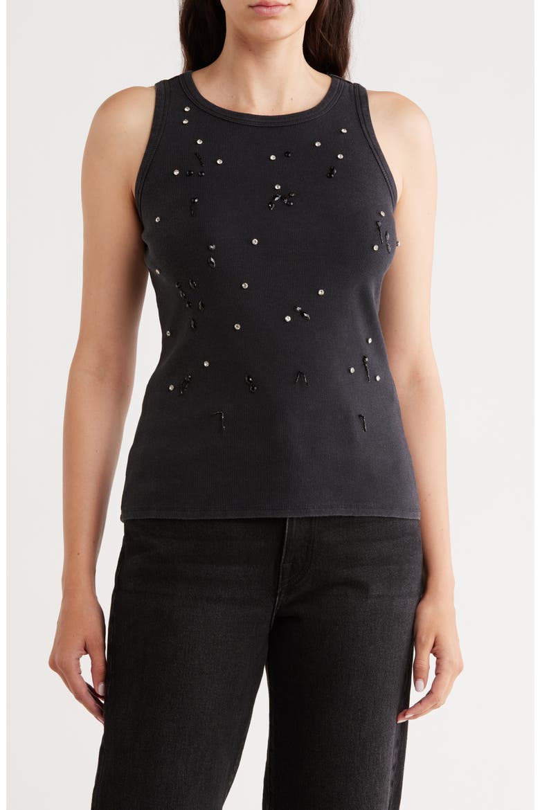 Crystal Embellished Sleeveless Top, Main, color, BLACK