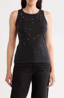 CYRUS Crystal Embellished Sleeveless Top