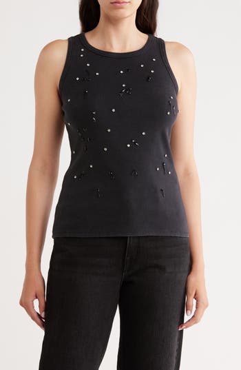 Cyrus Crystal Embellished Sleeveless Top In Black