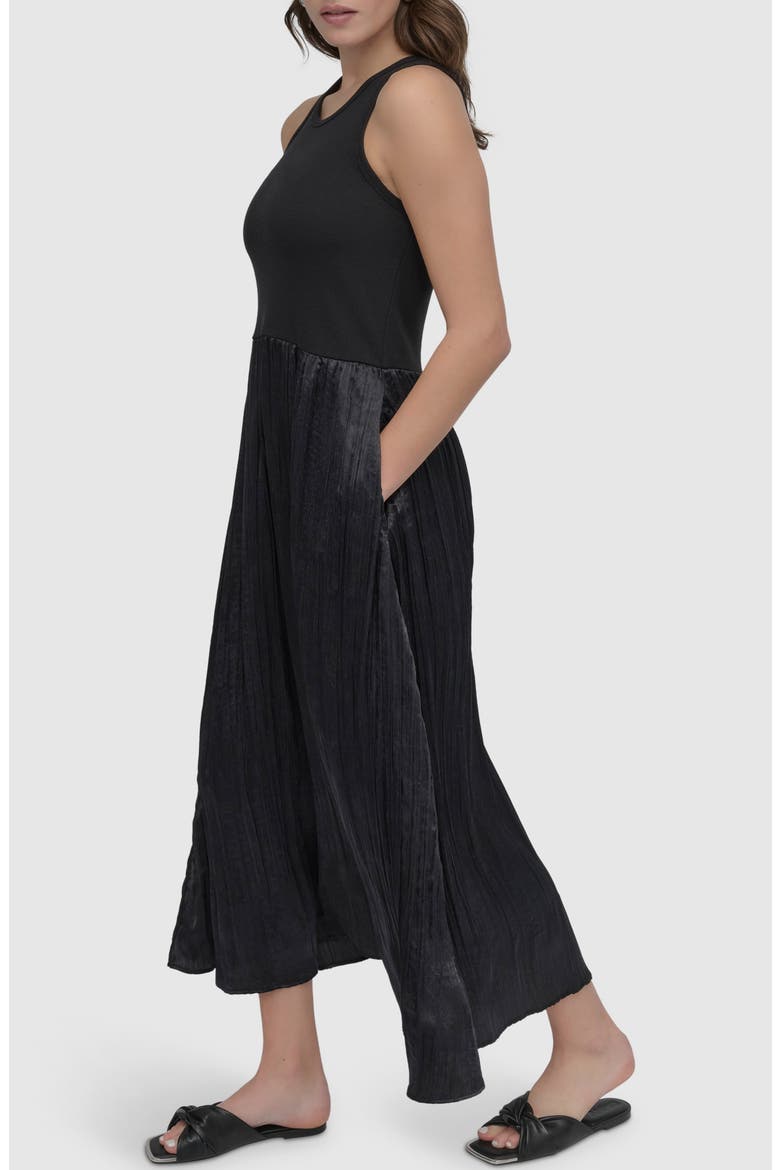 Mixed Media Maxi Dress, Alternate, color, BLACK/ BLACK