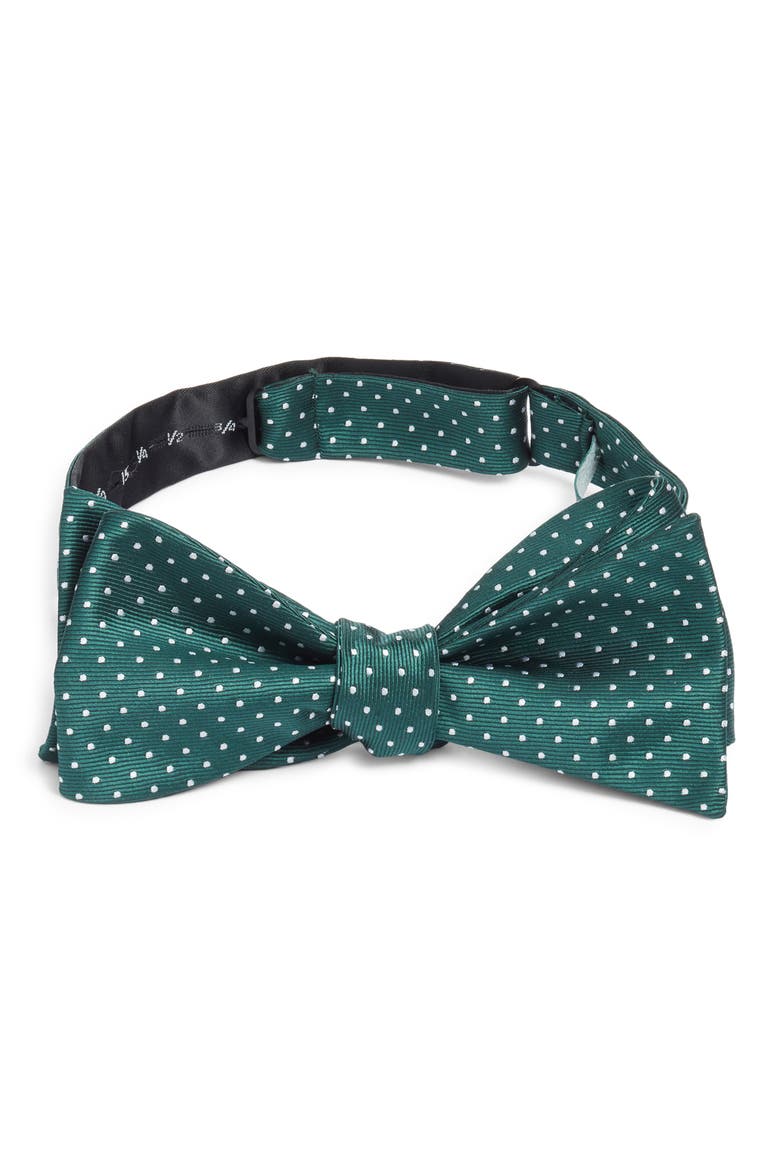 Polka Dot Silk Bow Tie, Main, color, GREEN