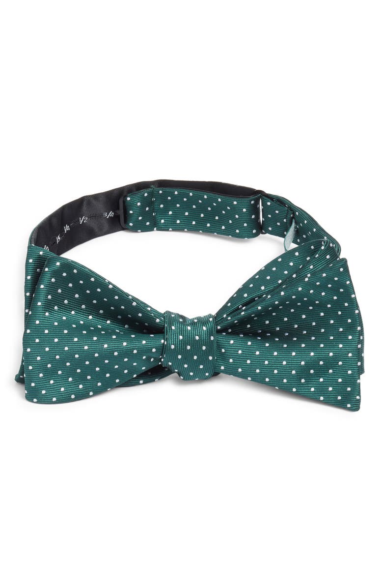 CLIFTON WILSON Polka Dot Silk Bow Tie, Main, color, Green
