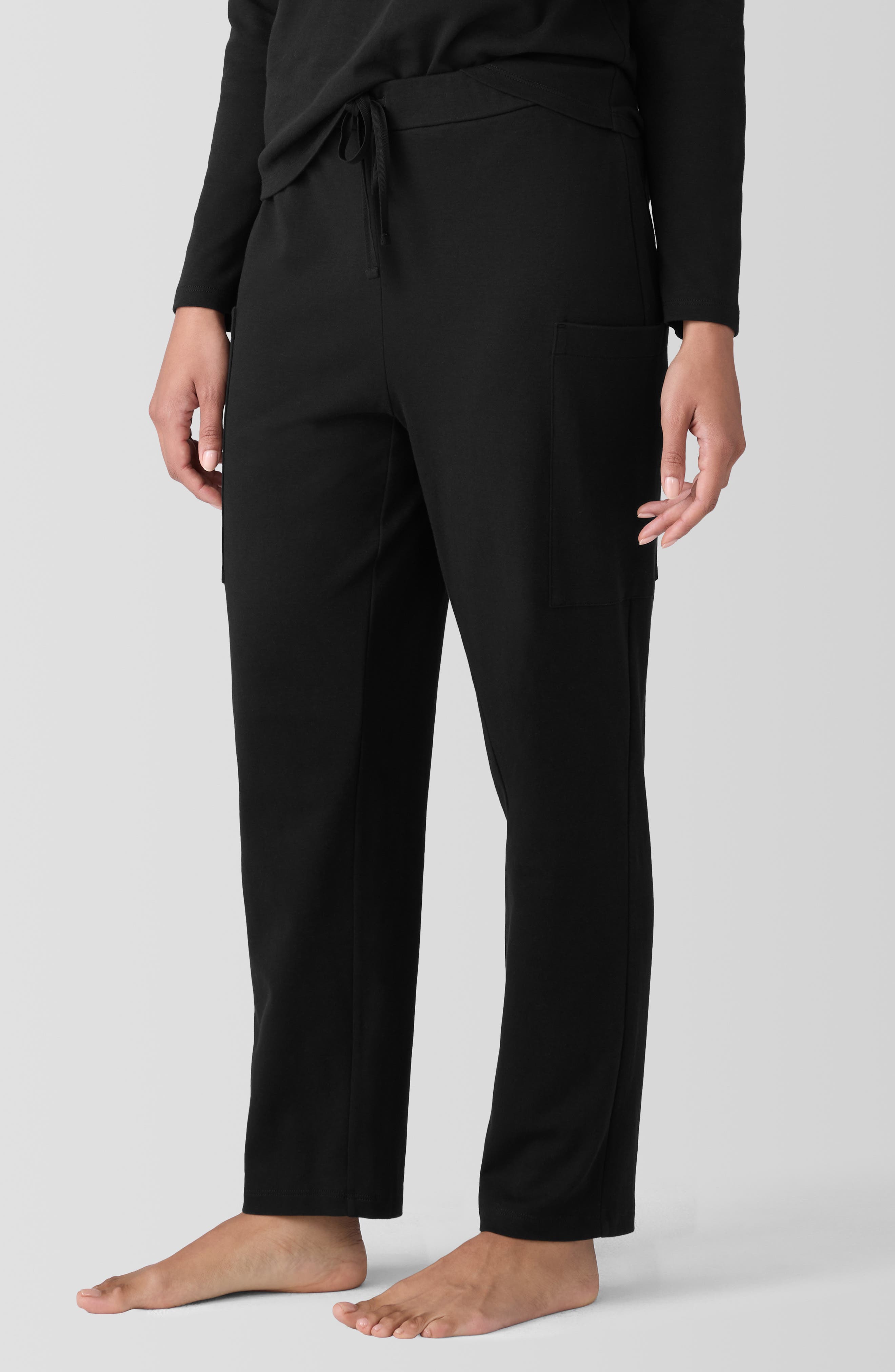 EILEEN FISHER SLEEP Slouchy Ankle Pajama Pants in Black 