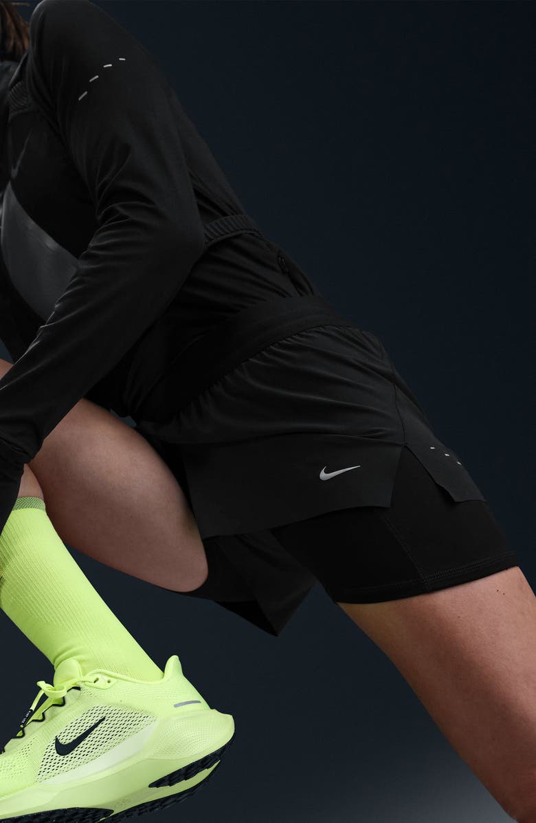 Nike Swift Dri-FIT Mid-Rise 2-in-1 Running Shorts, Alternate, color, Black/ Reflective Silver