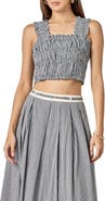 English Factory Plaid Smocked Crop Tank