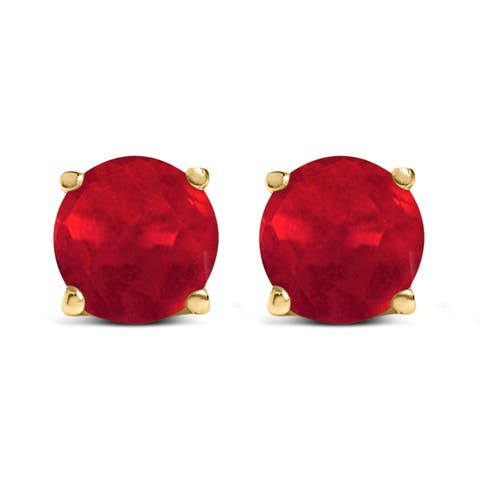 14K Gold 5X5MM Round Birthstone Solitaire Stud Earrings