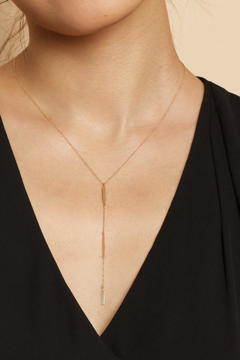 14K Yellow Gold Brooklyn Bar Station Drop Necklace, Alternate, color, Yellow Gold