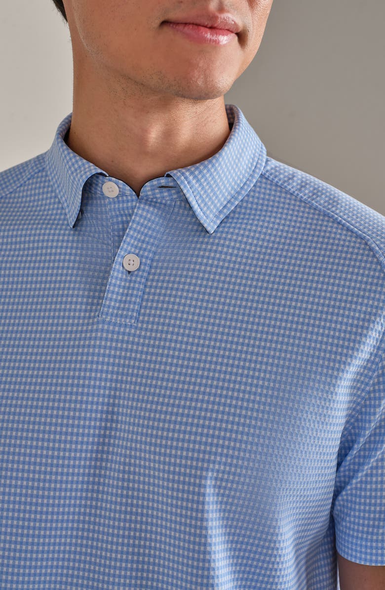 Rhone Commuter Slim Fit Performance Polo, Alternate, color, Light Blue Micro Gingham