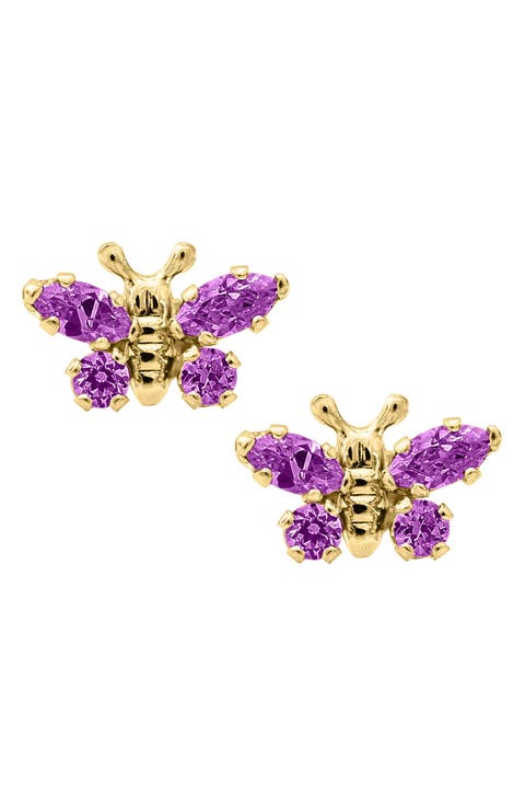 Butterfly Birthstone Gold Earrings (Baby)