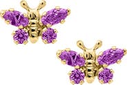 Mignonette Butterfly Birthstone Gold Earrings
