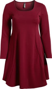 24seven Comfort Apparel Long Sleeve A-Line Dress