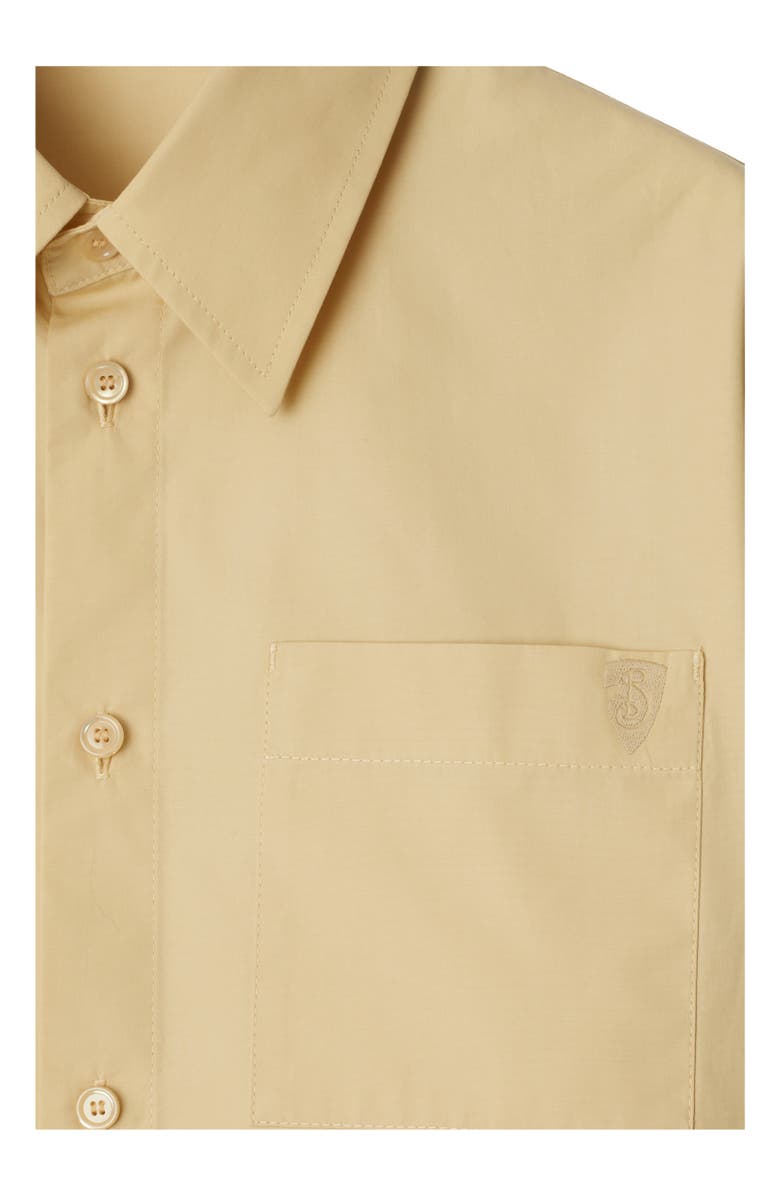 Burberry Cropped Cotton Shirt, Alternate, color, Hay