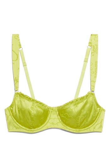 Savage X Fenty Heavenly Satin Unlined Balconette Bra In Green