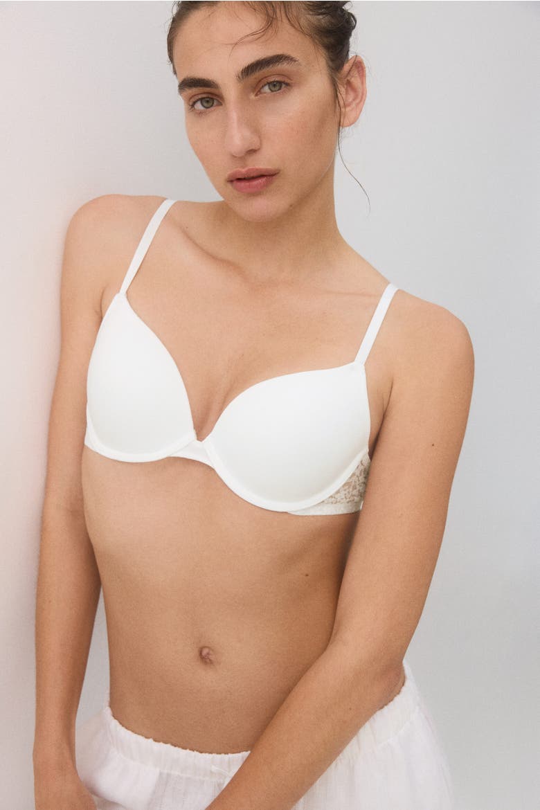2-pack Cotton Push-up Bras, Main, color, White/black