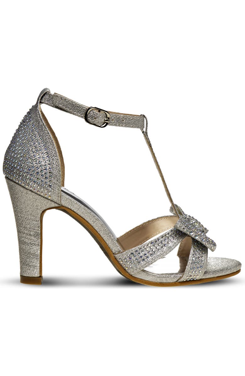 Badgley Mischka Collection Kids' Rhinestone T-Strap Sandal, Alternate, color, Silver