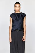 COS Gathered Crinkled-Satin Top