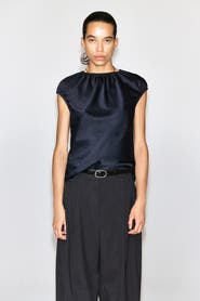 COS Gathered Crinkled-Satin Top