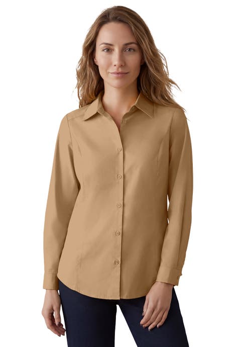 Stretch Cotton Poplin Button Down Shirt