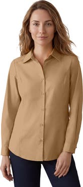 Jessica London Stretch Cotton Poplin Button Down Shirt