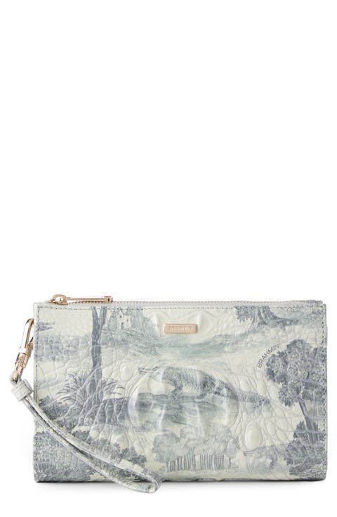 Daisy Croc Embossed Leather Wristlet