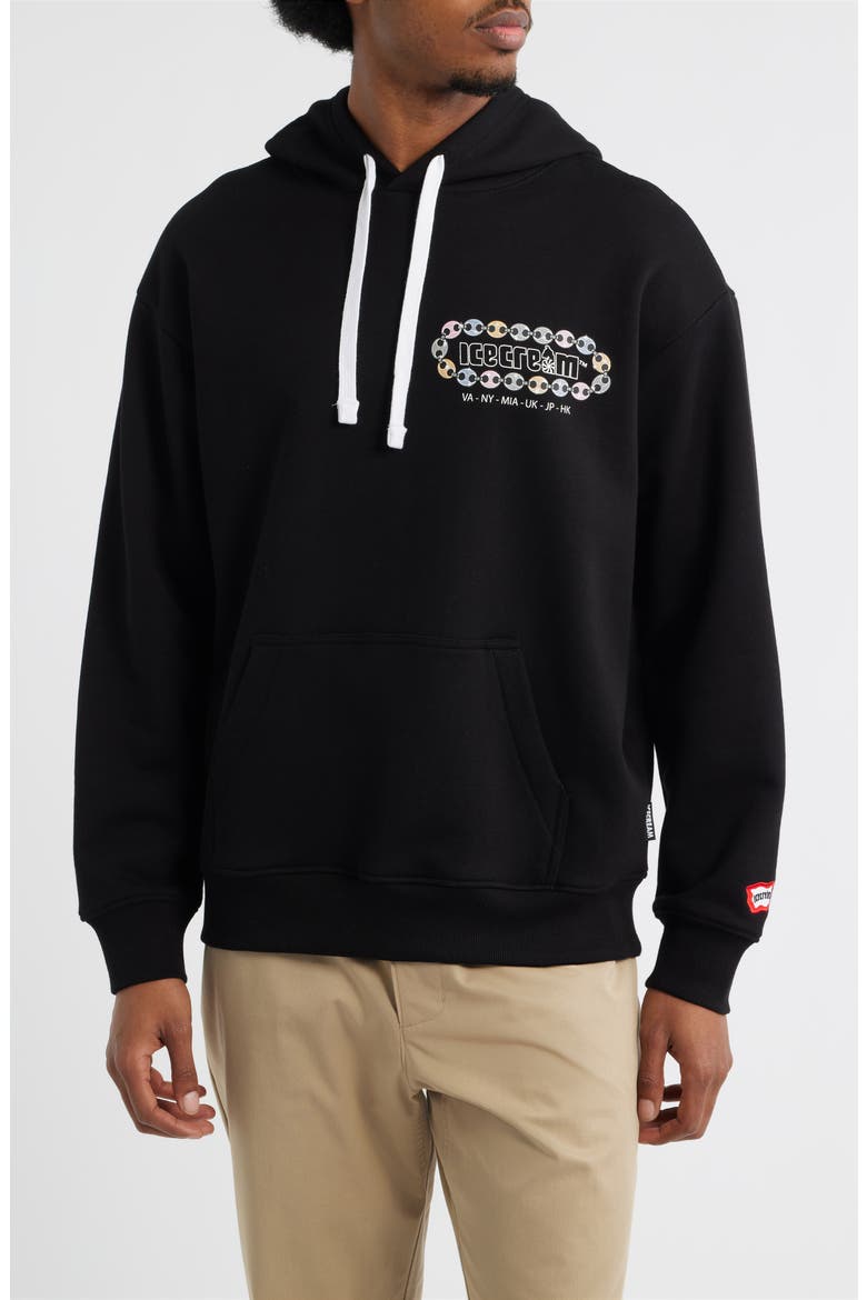 Chain Logo Cotton French Terry Hoodie, Main, color, BLACK