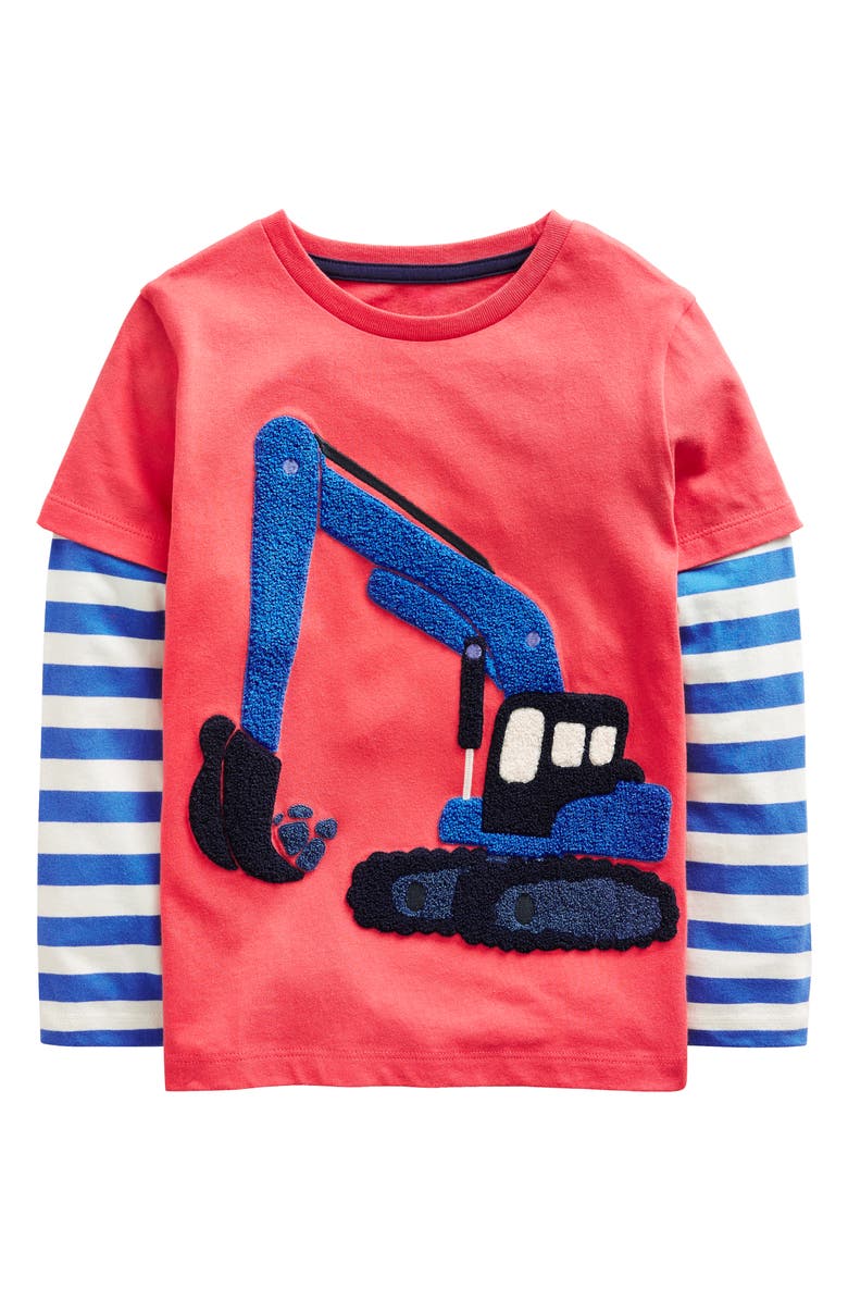 Mini Boden Kids' Bouclé Digger Mock Neck Cotton Graphic T-Shirt, Main, color,