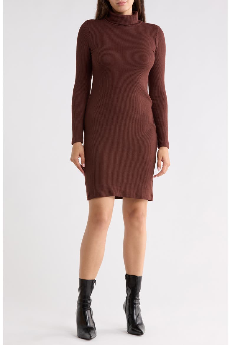 Rib Knit Turtleneck Dress, Main, color, BURGUNDY