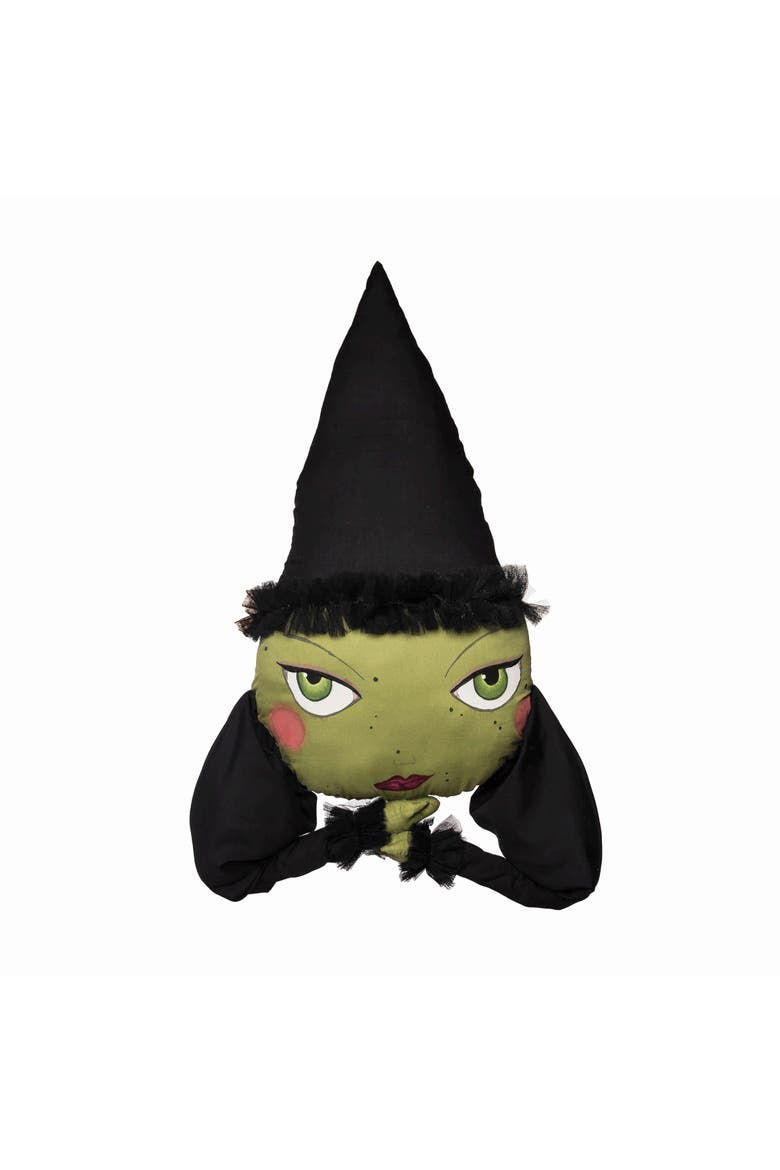 Resting Witch Face Zombinaland Halloween Decorative Soft Figurine Pillow, Main, color, Black