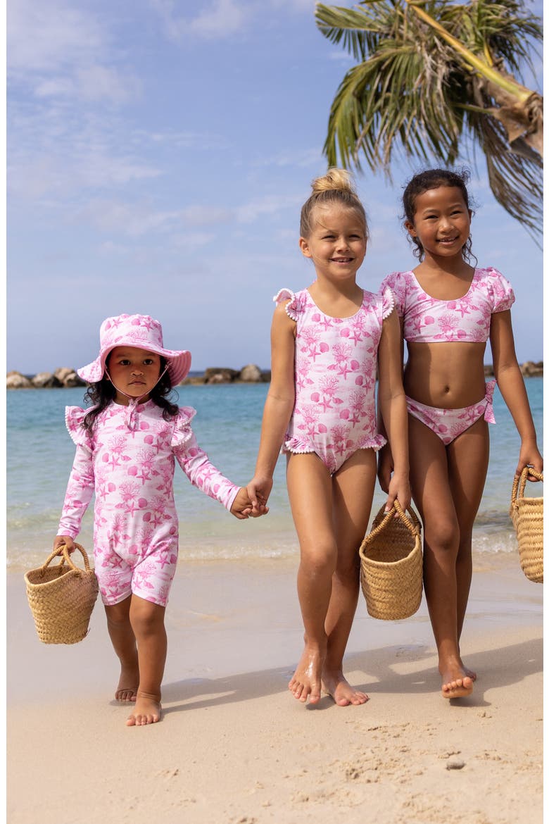 Pink Lagoon Long Sleeve UPF 50+ One-Piece Rashguard Swismuit, Alternate, color, PINK