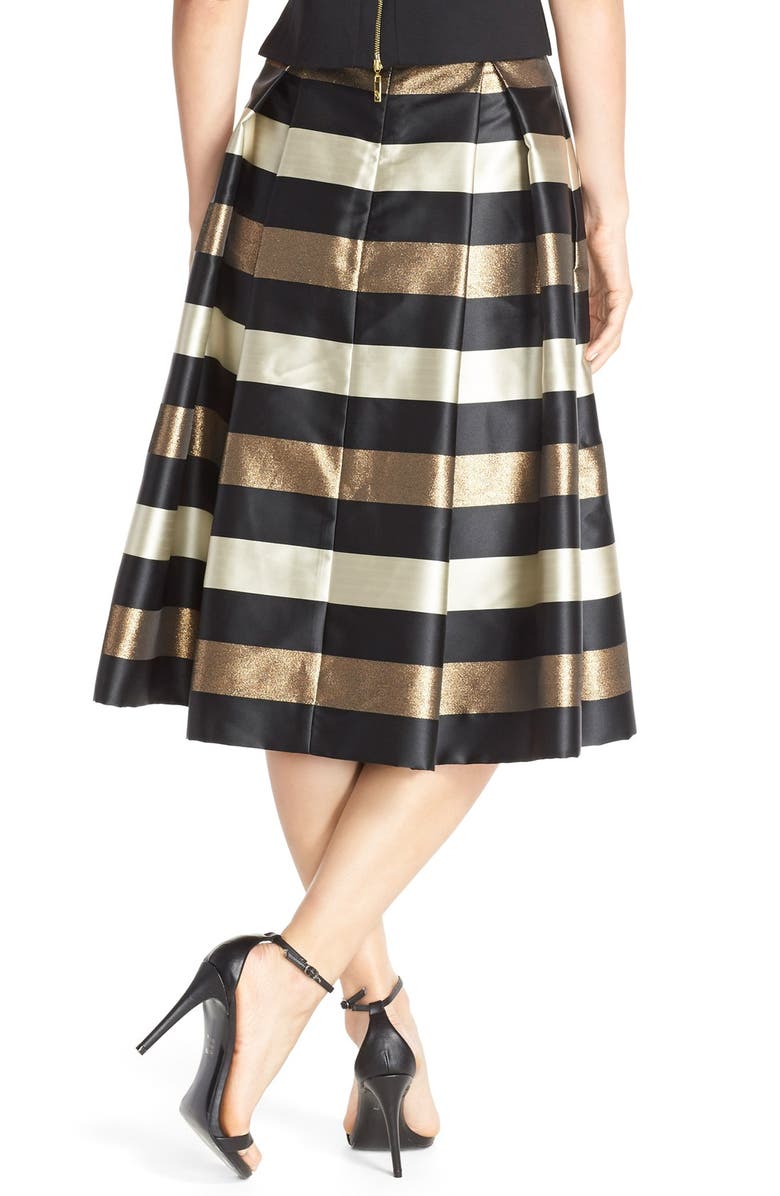Eliza J Metallic Stripe Jacquard Skirt, Alternate, color,