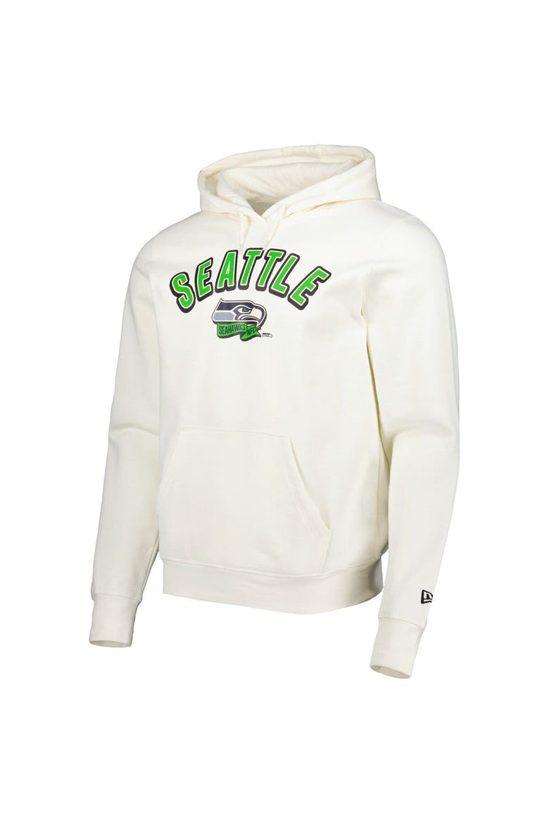 Men's New Era Cream Seattle Seahawks Sideline Chrome Pullover Hoodie, Alternate, color, Cream