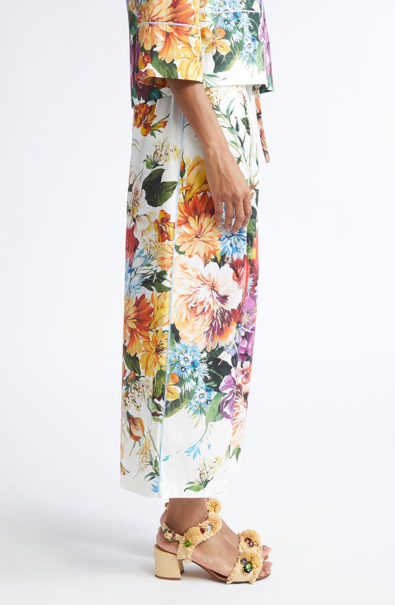 Dolce&Gabbana Floral Crop Cotton Wide Leg Pants, Alternate, color, Ha5pc B.fiori Cret. F.bco