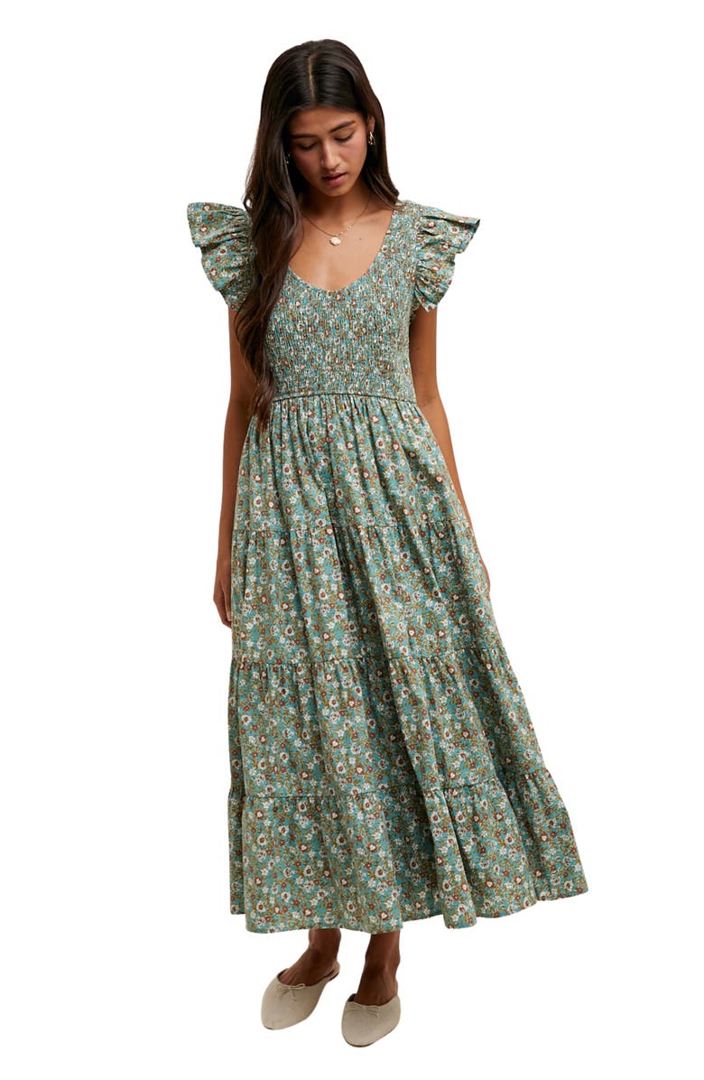 WISHLIST Floral Maxi Dress, Alternate, color, Teal/ Clay