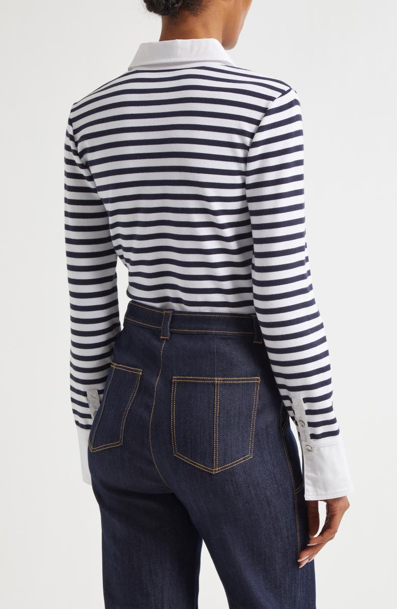 Cinq à Sept Jaden Stripe Polo Top, Alternate, color, Navy/ White