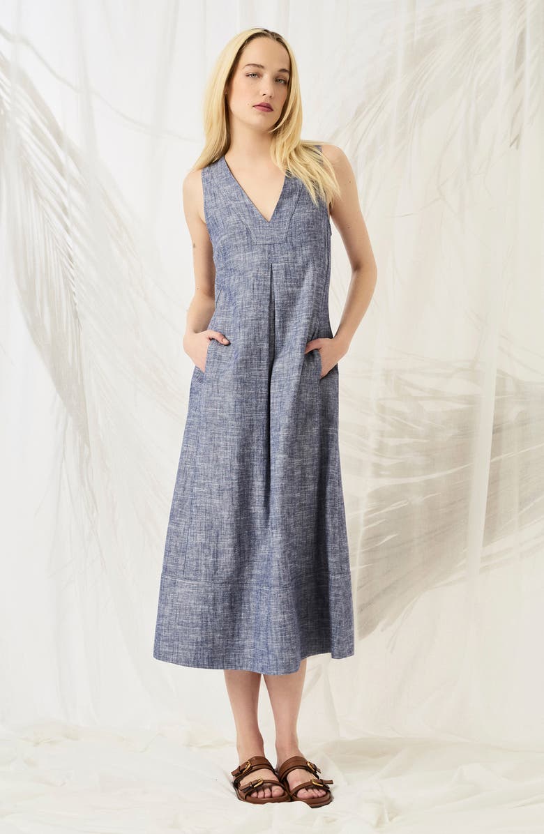 Luxely Sleeveless Swing Midi Dress, Alternate, color, Chambray Blue
