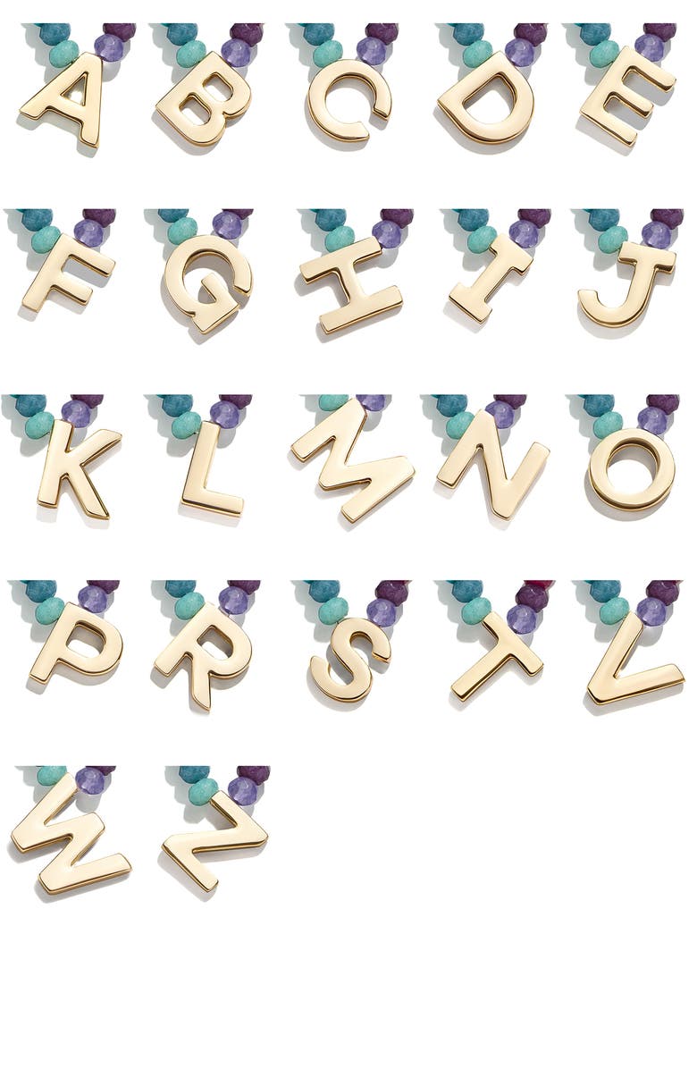 BaubleBar Rainbow Beaded Initial Pendant Necklace, Alternate, color, Rainbow Multi - D