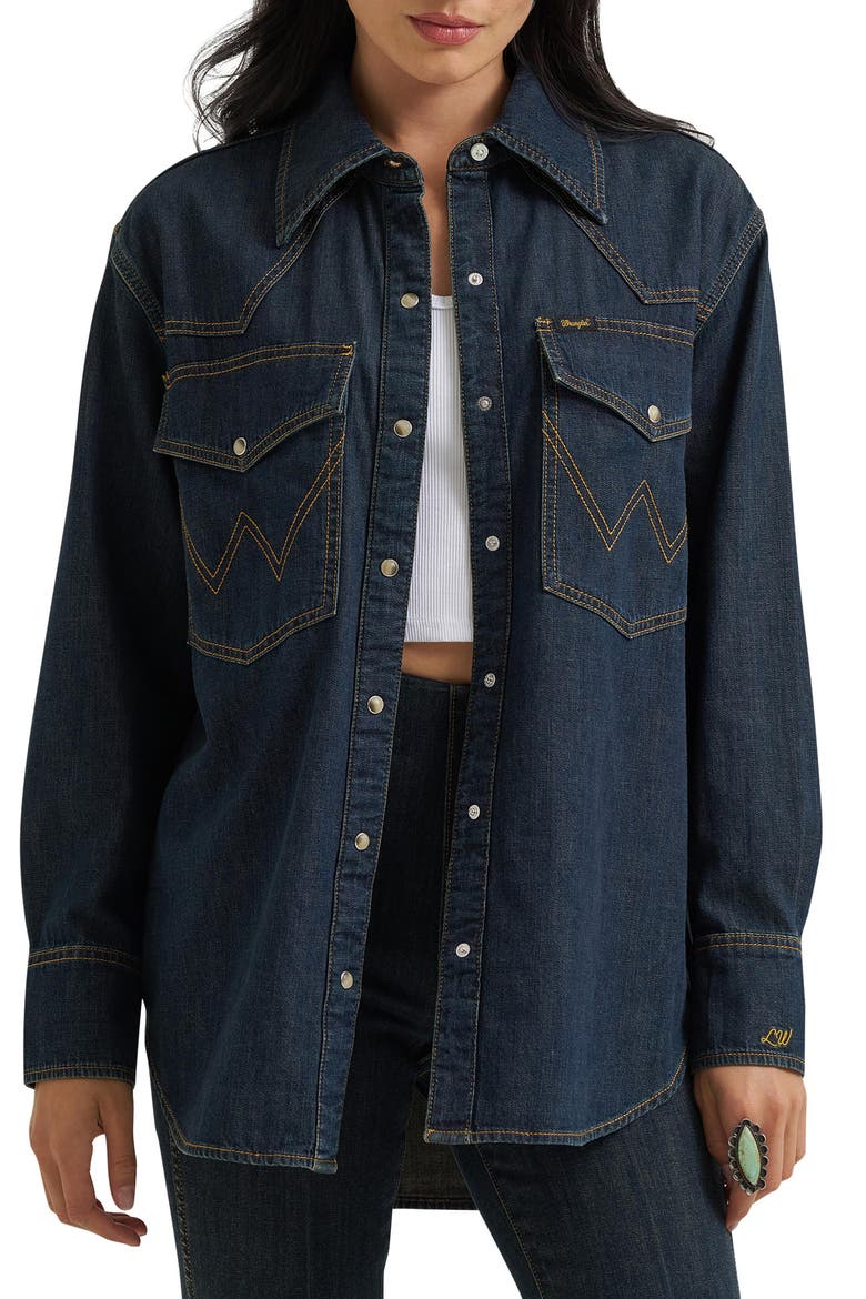 Western Denim Shirt, Main, color, SANDRIDER