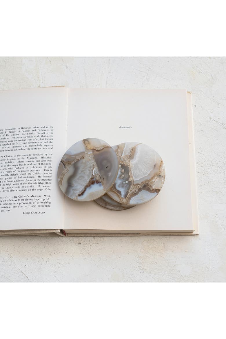 Round Agate Coasters, Multicolor, Set of 4, Alternate, color, Multicolor