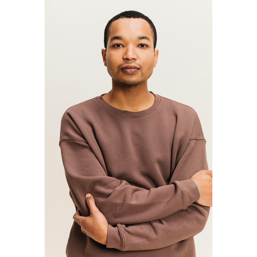 Ocio Organic Cotton Teddy Oversized Crewneck In Brown