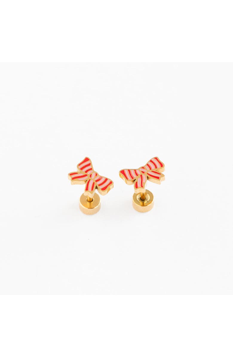 Pip Pop Striped Bow Stud Earrings, Main, color, Striped Red