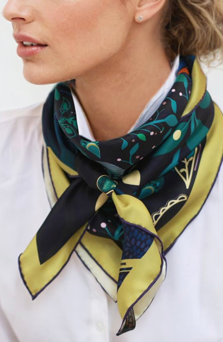 Jessie Zhao New York Silk Scarf of The Sprinkle Night, Alternate, color, Black