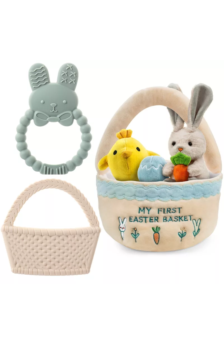 Sperric Easter Plush and Teether Baby Playset with Basket 6-Piece, Main, color, Multicolor