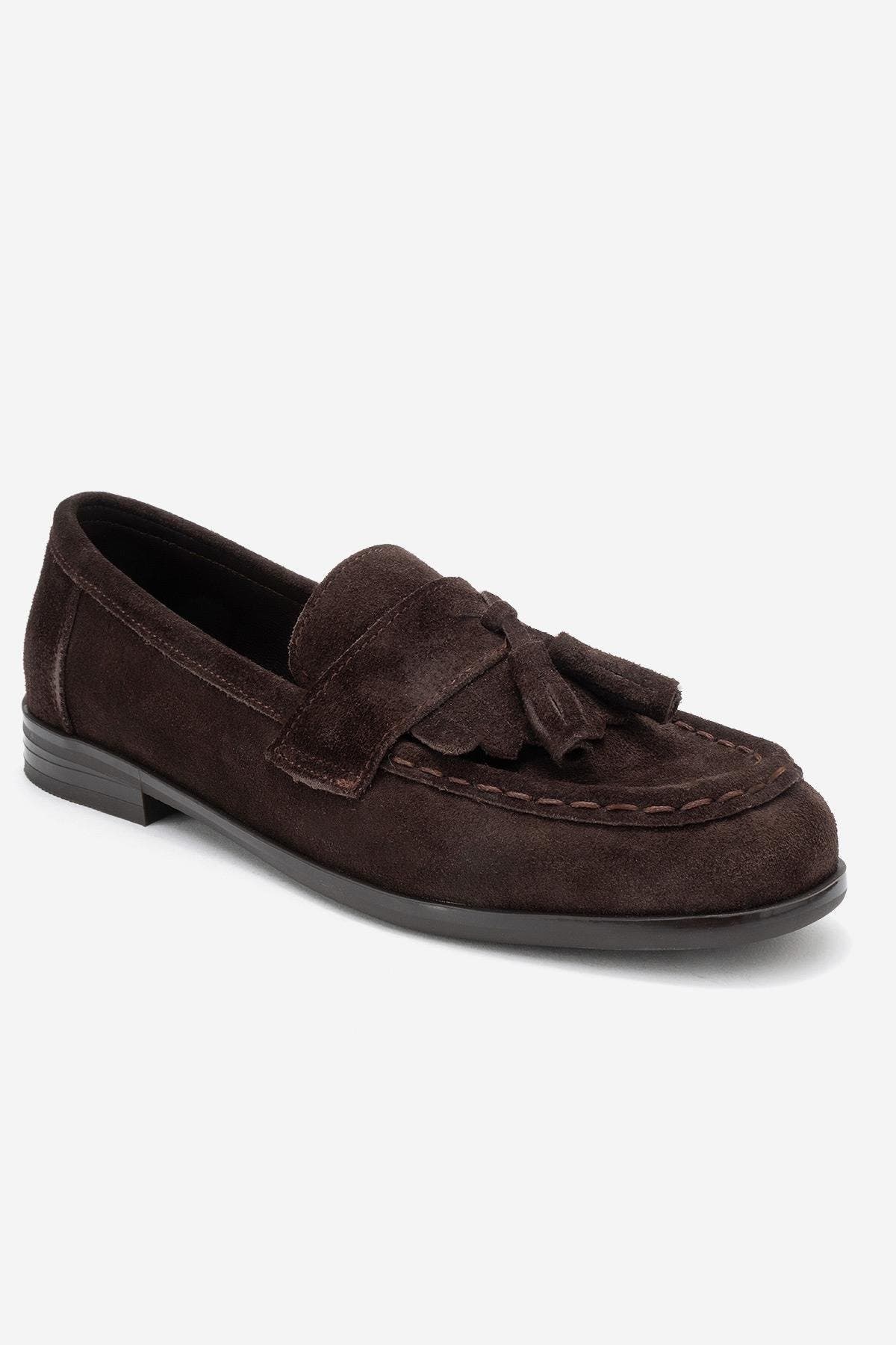 Lupen Leather Tassel Loafer, Alternate, color, Brown Suede