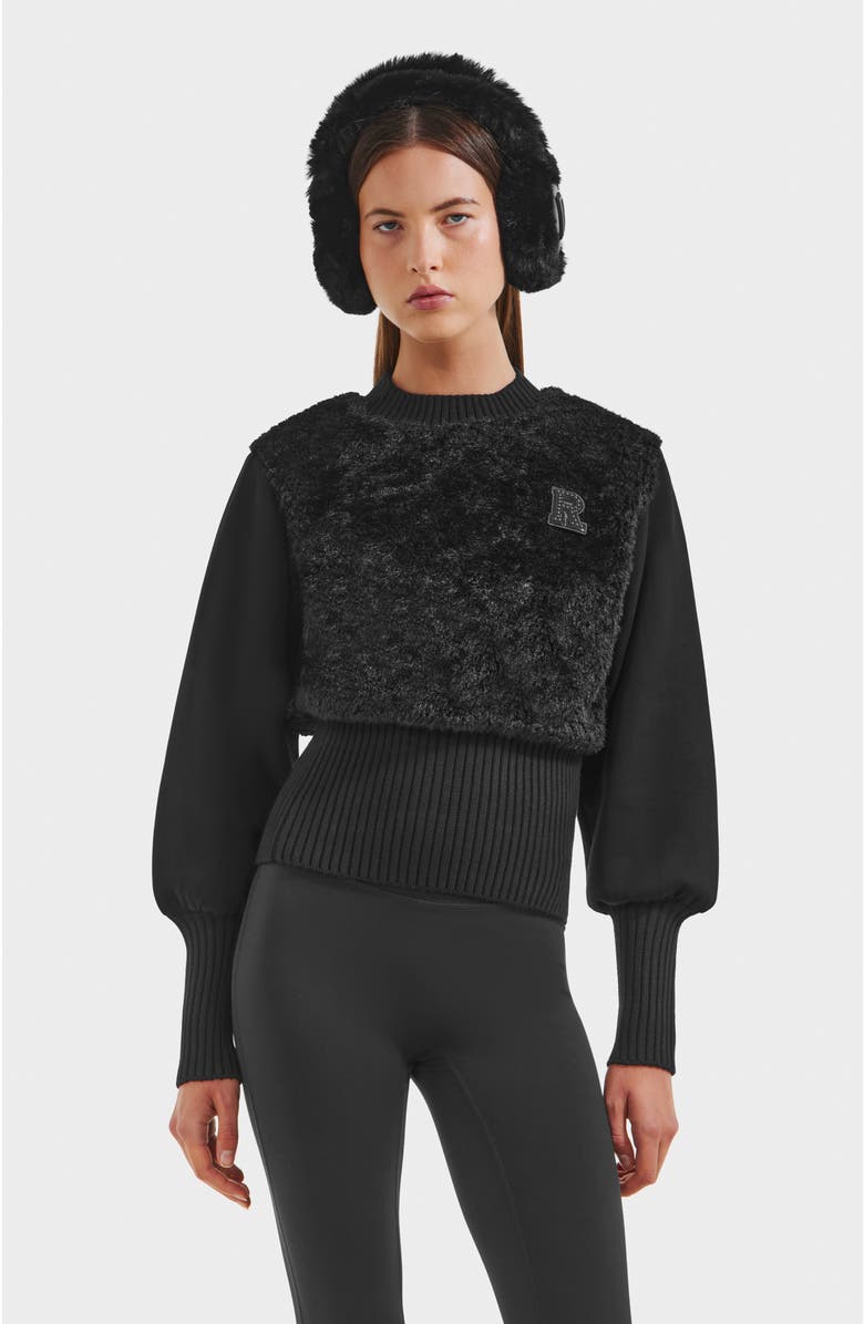 Rudsak Florence Plush Crewneck Sweater, Main, color, Black