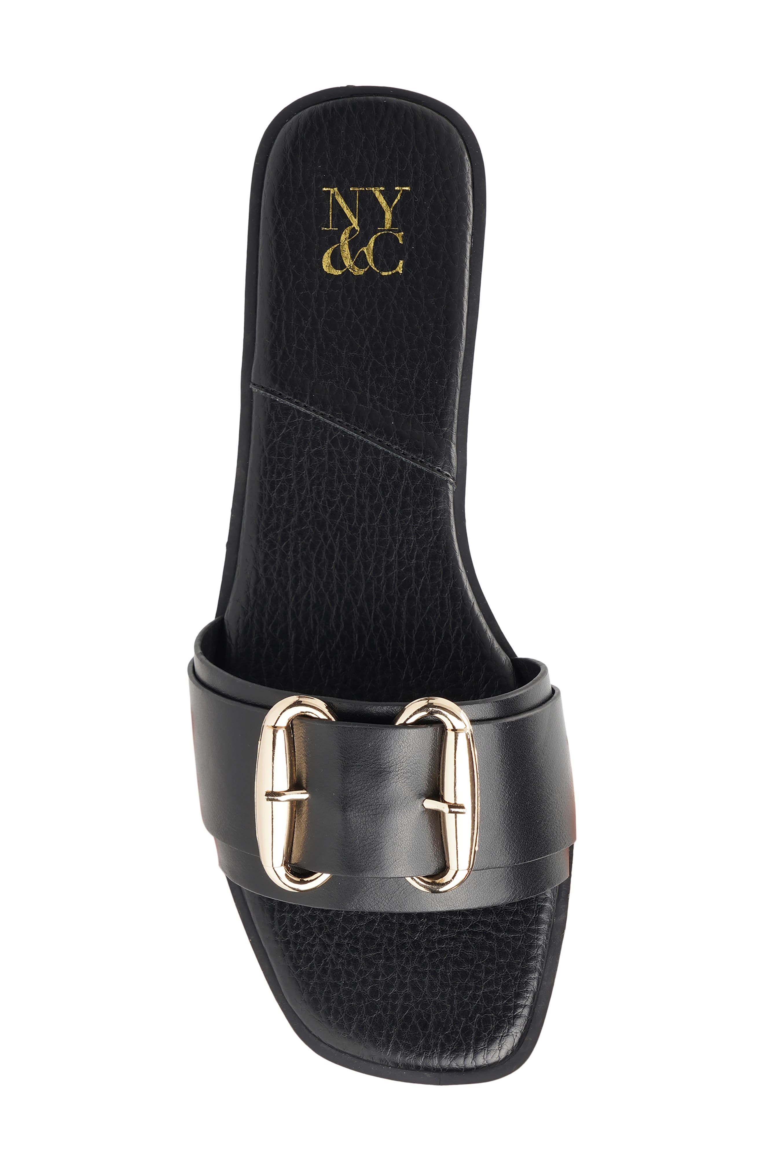 NEW YORK AND COMPANY Wenda Buckle Slide Sandal, Alternate, color, Black