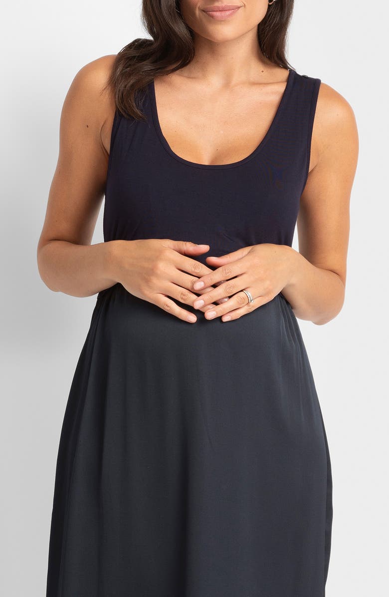 Seraphine Mixed Media Dress & Rib Cardigan Maternity/Nursing Set, Alternate, color, 