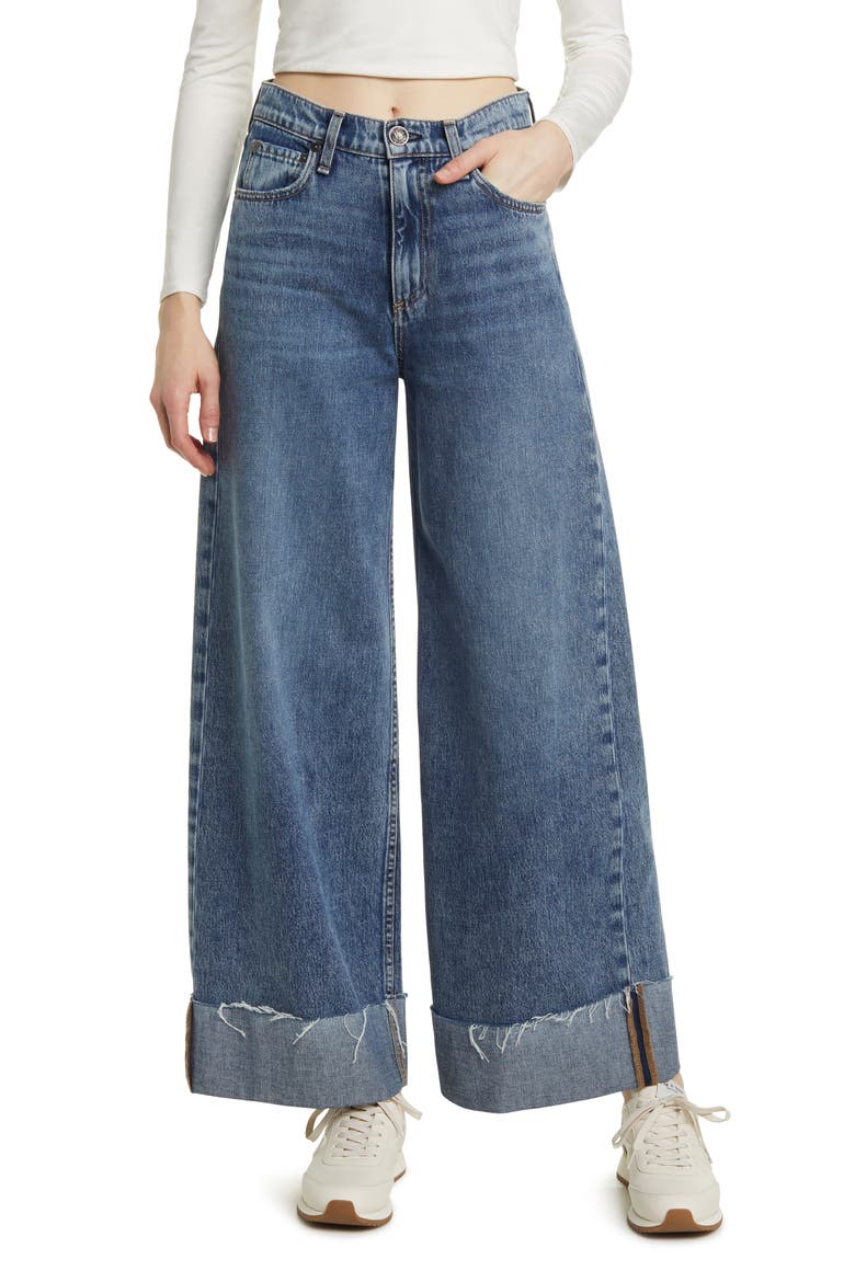 Sofie Cuffed High Waist Wide Leg Jeans, Main, color, PEBBLES