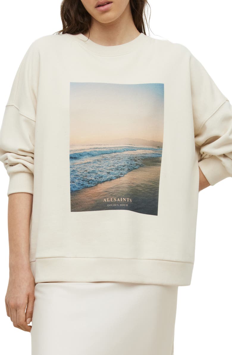 AllSaints Solis Golden Hour Graphic Sweatshirt, Main, color,
